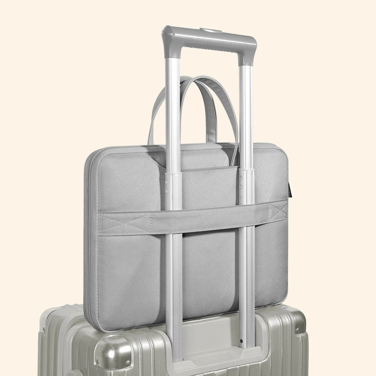 Padded laptop briefcase with mesh pockets and water-resistant nylon