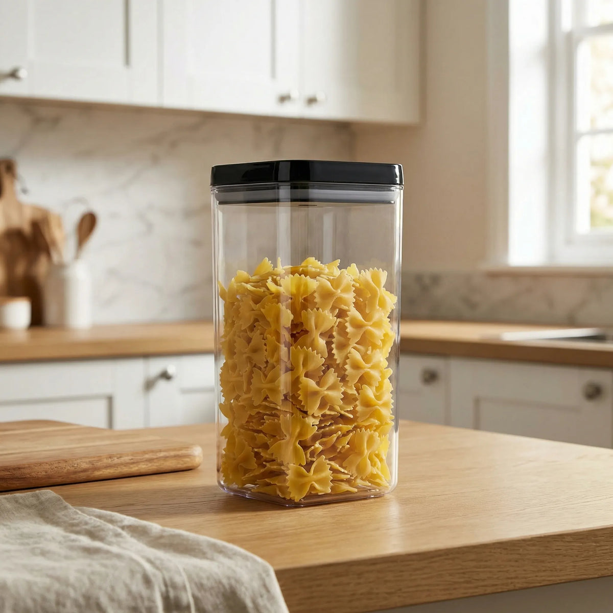 Airtight stackable pantry storage containers with clear sides