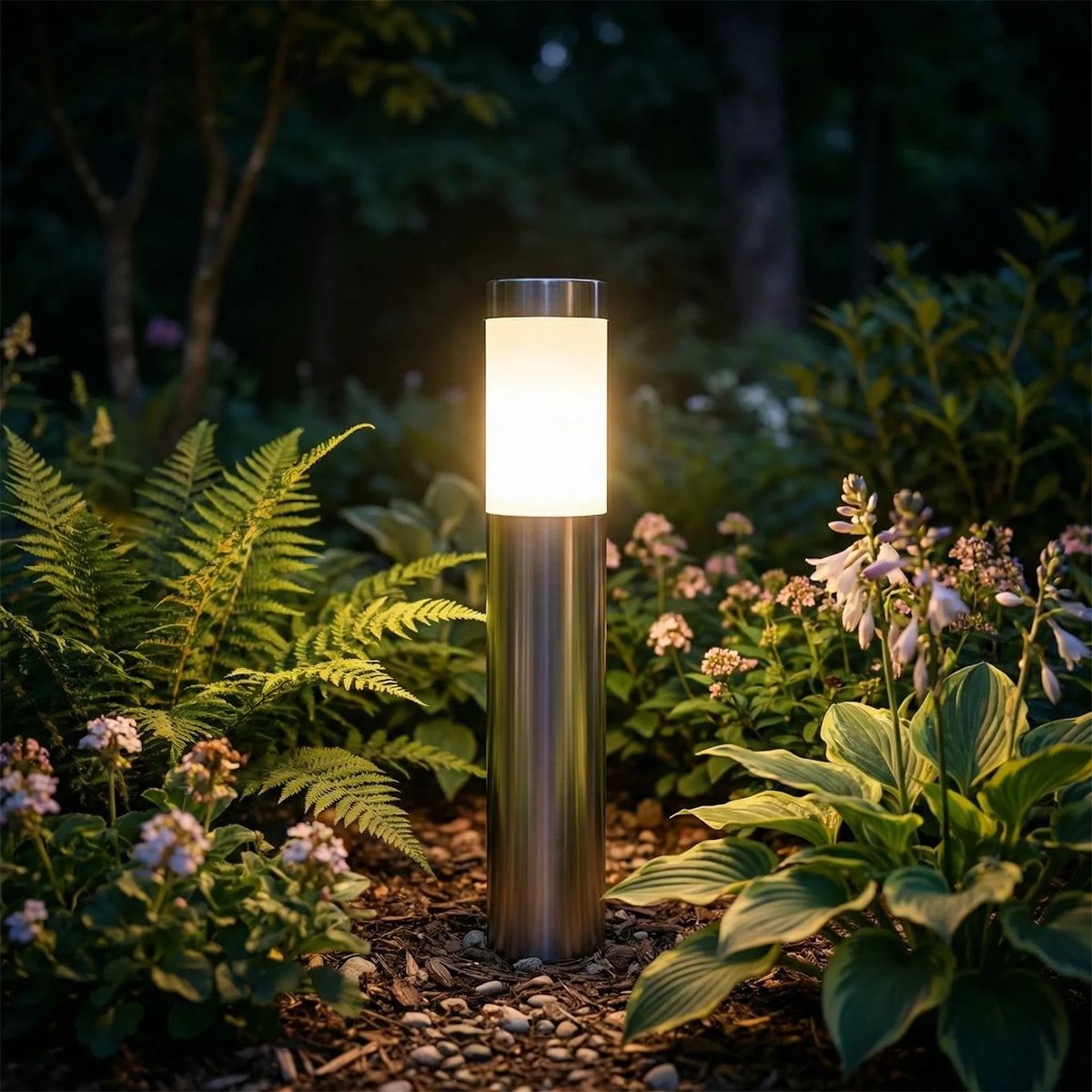 Solar-powered pathway light with automatic dusk-to-dawn activation