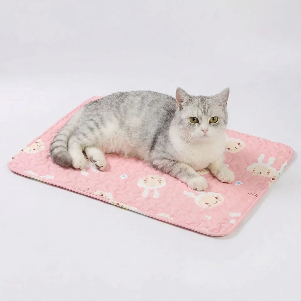 Breathable cooling mat for pets with quilted fabric and printed design