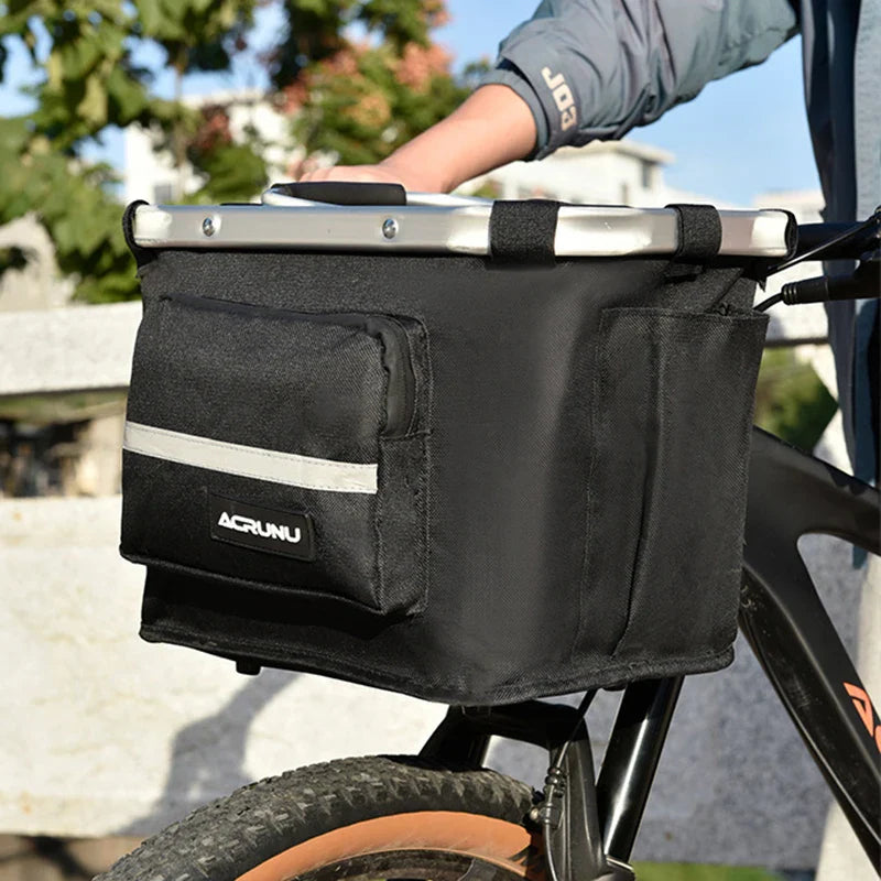 Portable bicycle pet carrier basket with ventilated sides for small dogs and cats
