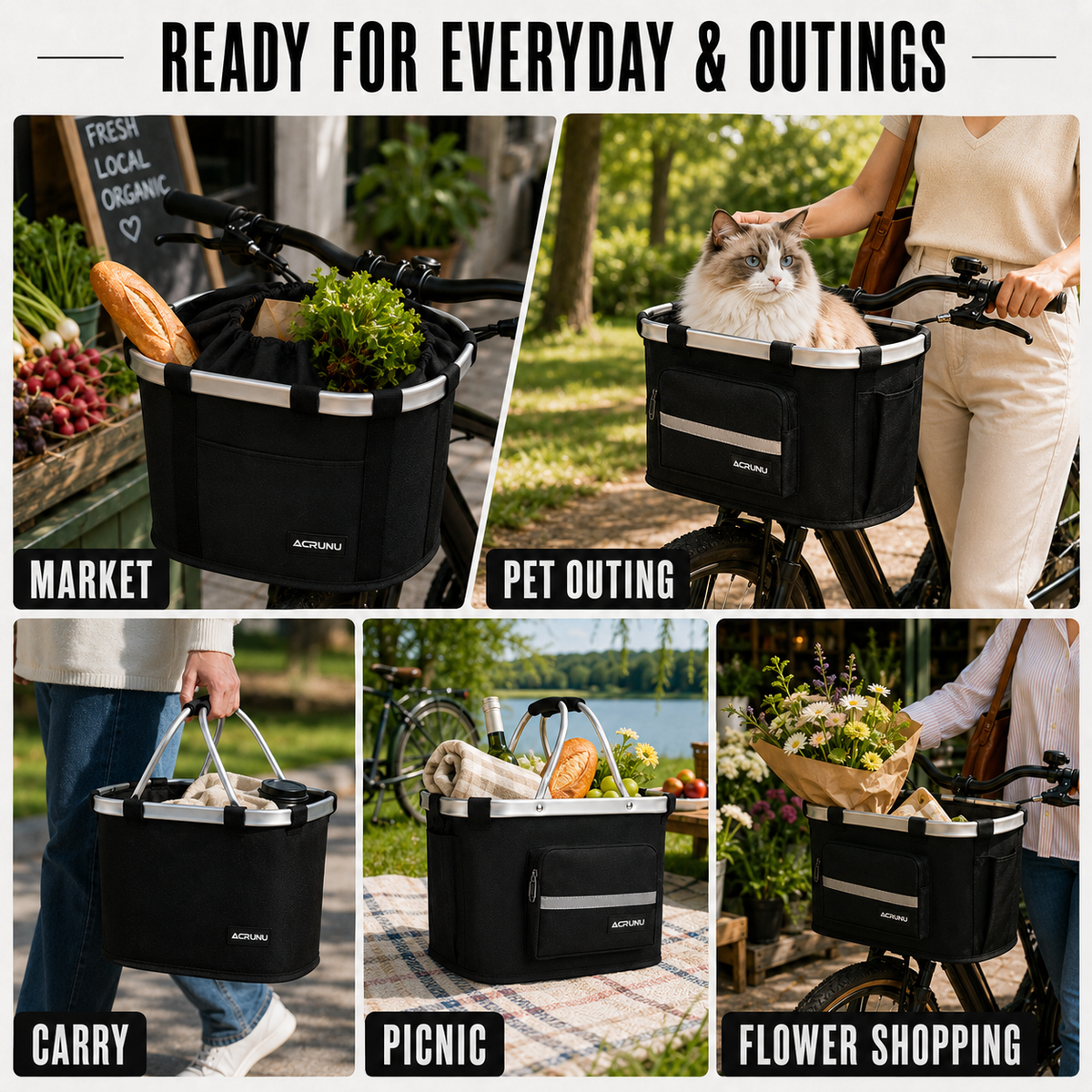Thrives Outdoor | Pawdler Portable Bicycle Front Basket Carrier