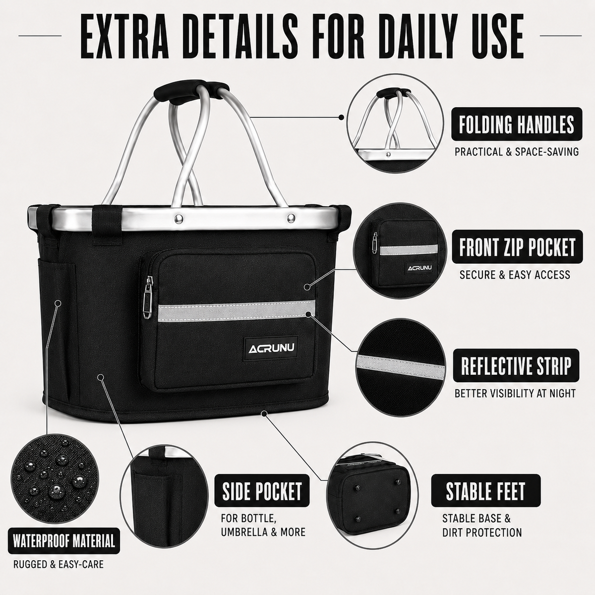 Thrives Outdoor | Pawdler Portable Bicycle Front Basket Carrier