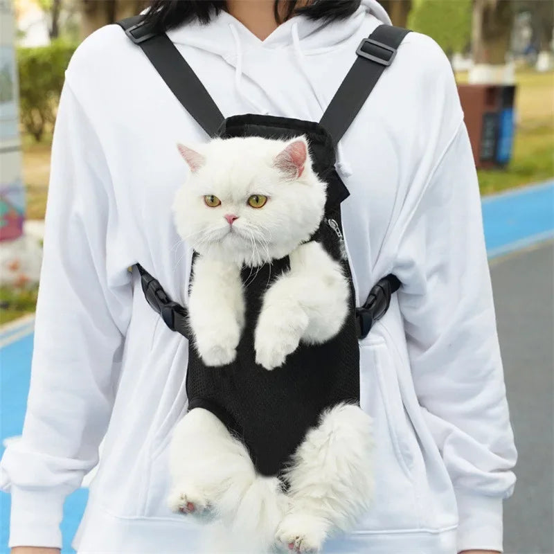 Pet carrier front pouch with dual shoulder straps breathable