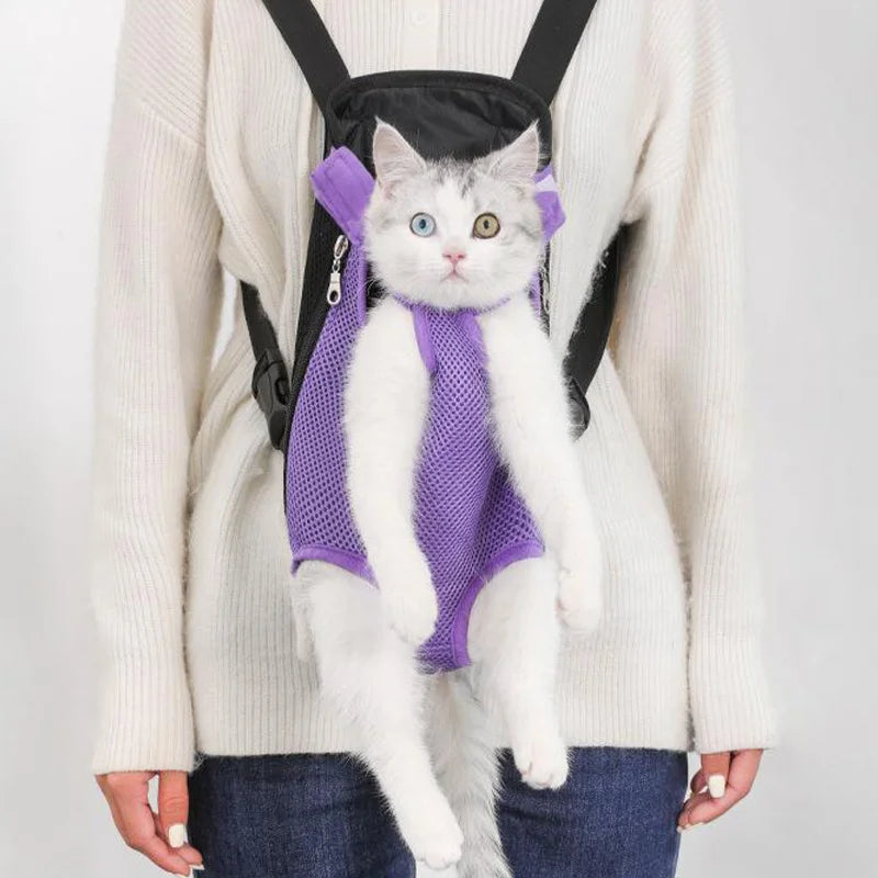 Pet carrier front pouch with dual shoulder straps breathable