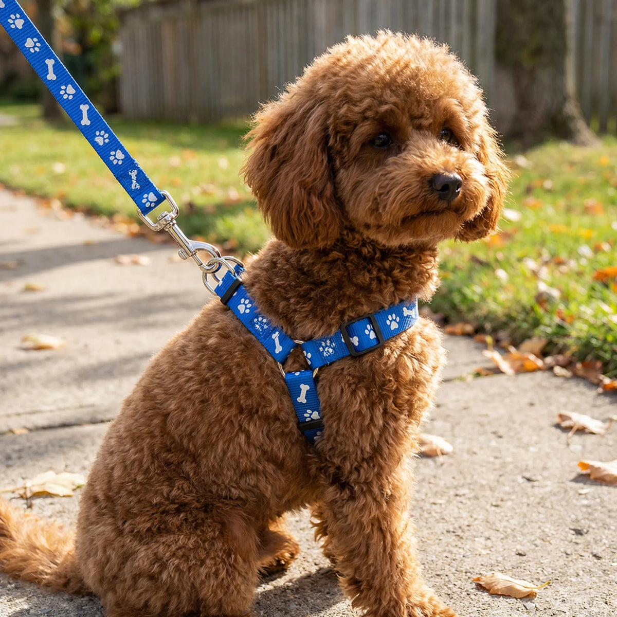 Small pet harness and lead set for dogs, puppies, and kittens