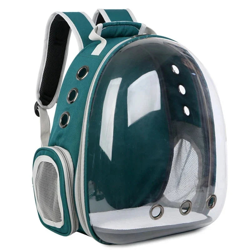 Pet backpack with transparent bubble window and ventilation for small animals