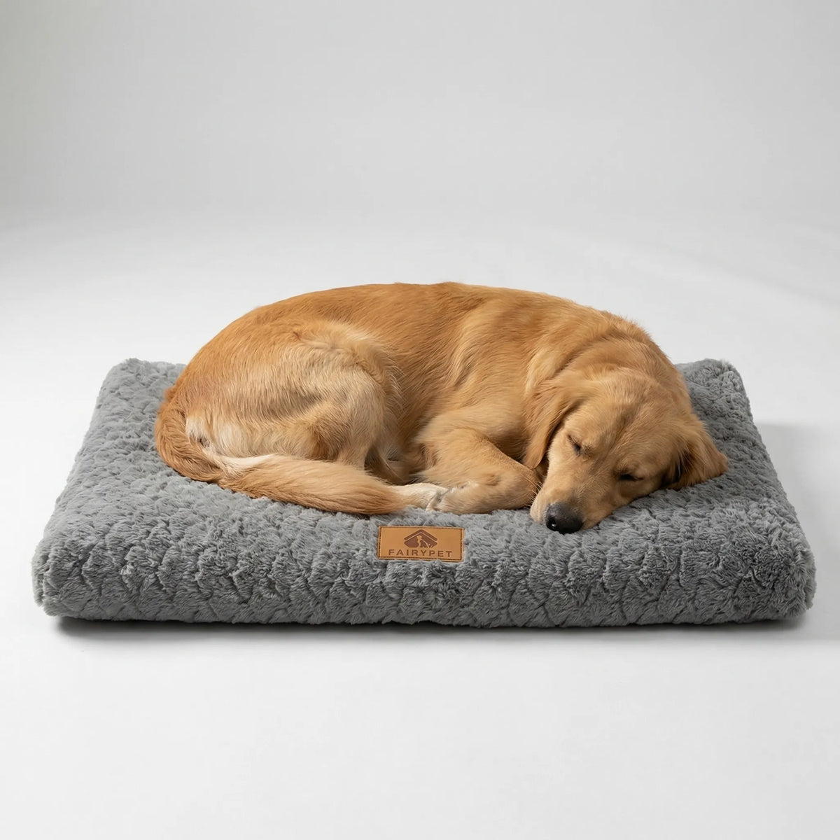 Orthopedic dog mat with faux fur cover and anti-slip base