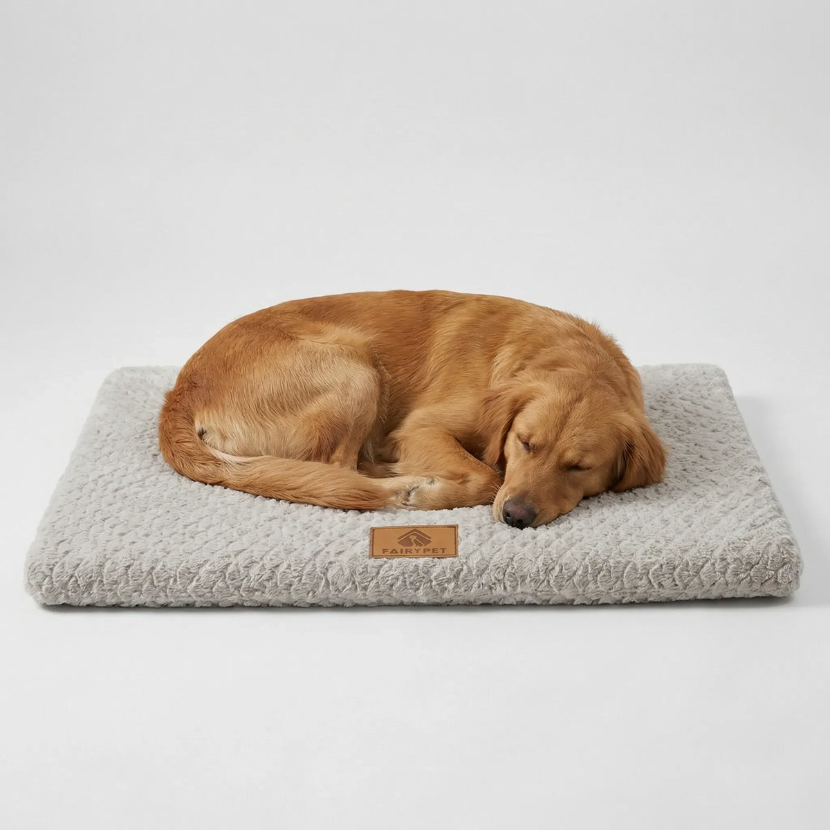 Orthopedic dog mat with faux fur cover and anti-slip base