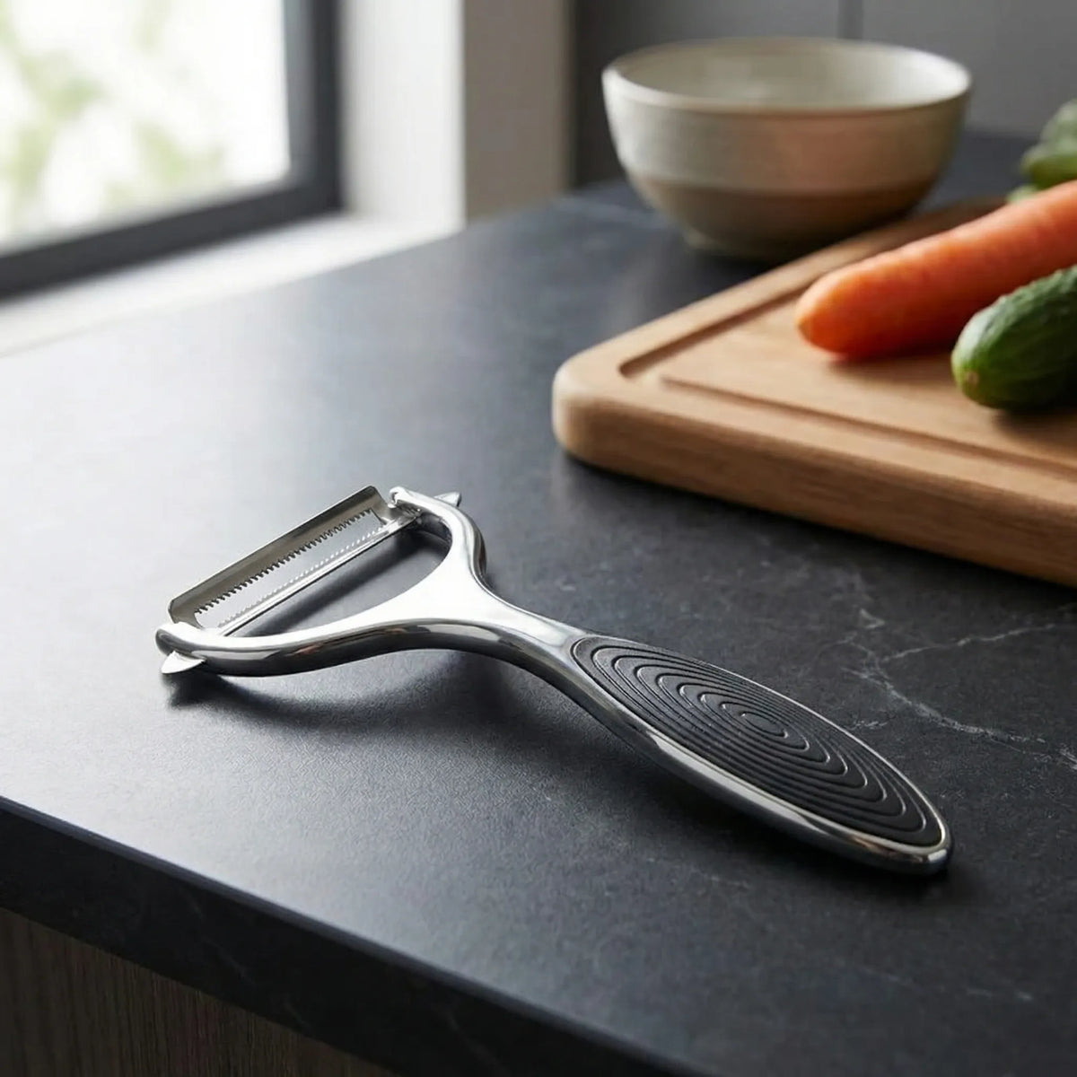Y-shaped vegetable peeler with dual blade and ergonomic handle