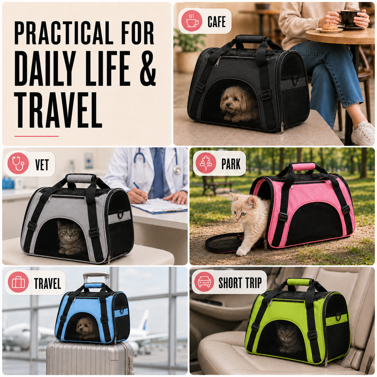 Thrives Outdoor | Petluxe Collapsible Mesh Pet Carrier Bag