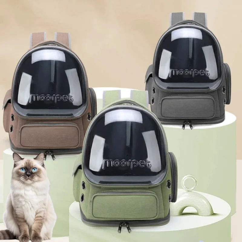 Pet travel backpack with transparent window and ventilation