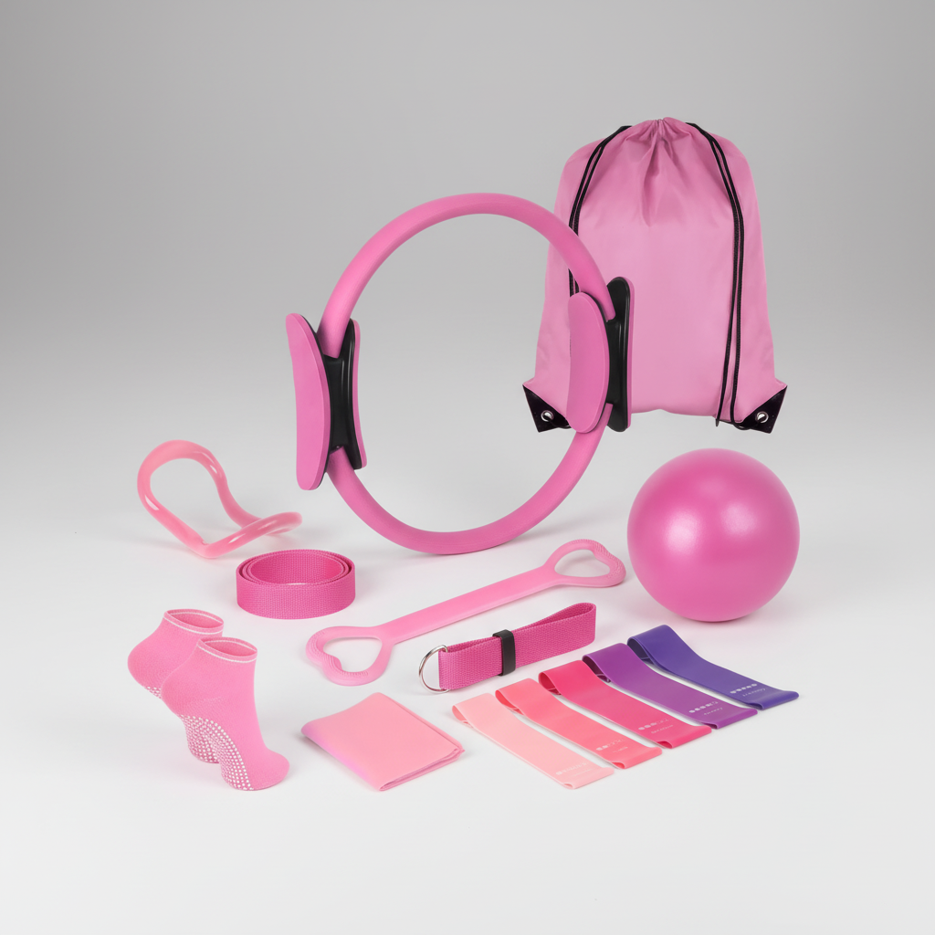 13-piece pilates set with resistance bands and pilates ring