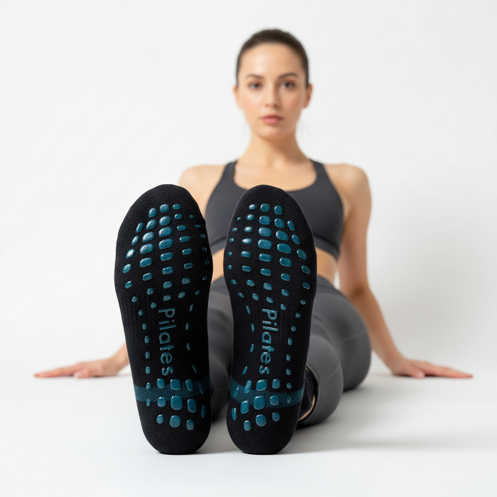 Non-slip yoga socks with silicone grip dots for Pilates and studio workouts