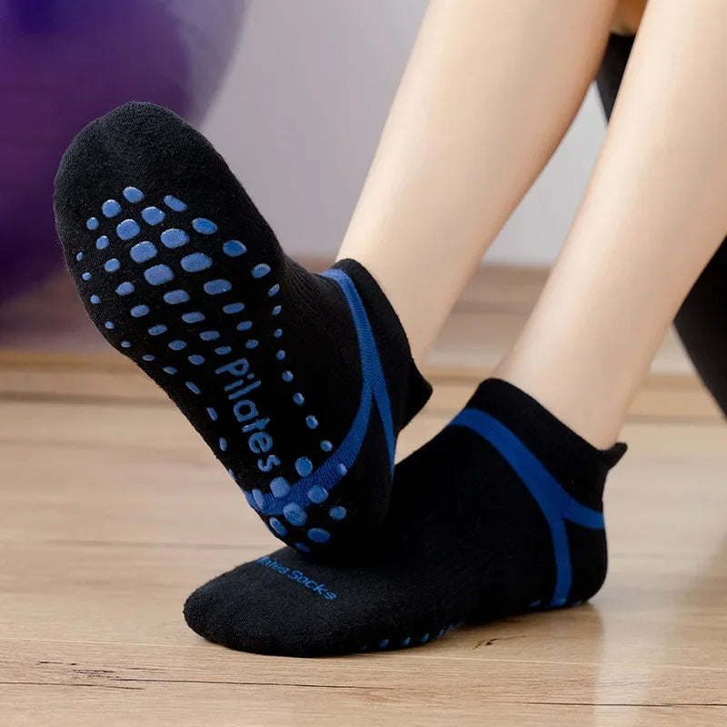 Non-slip yoga socks with silicone grip dots for Pilates and studio workouts