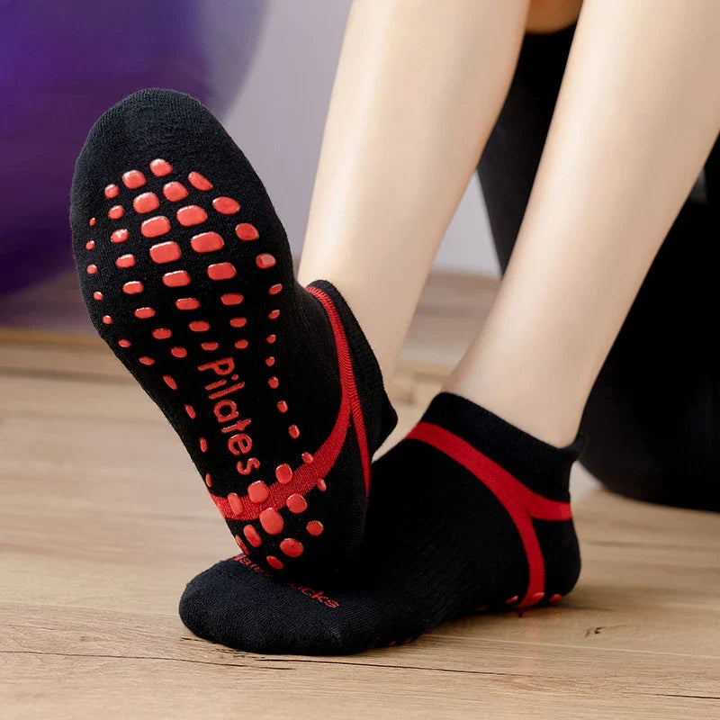Non-slip yoga socks with silicone grip dots for Pilates and studio workouts