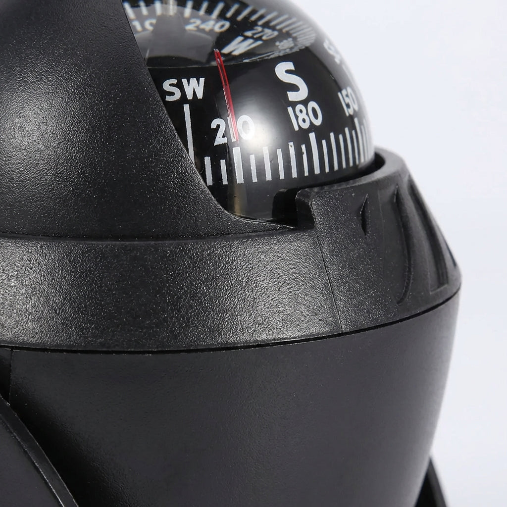 Compact illuminated swivel compass for car and boat dashboard