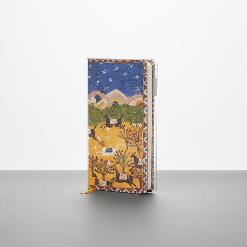 Compact weekly planner with ribbon markers and limited edition cover