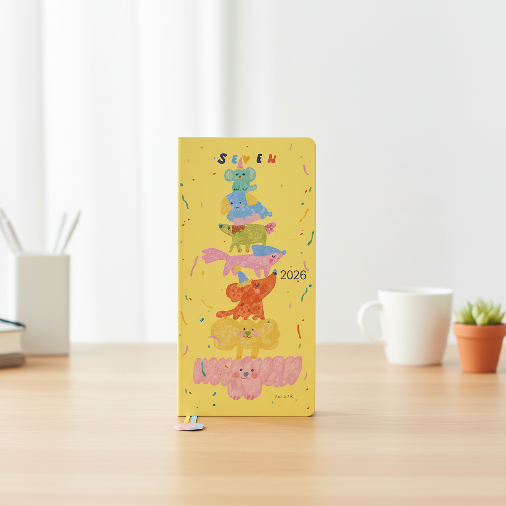 Compact weekly planner with ribbon markers and limited edition cover