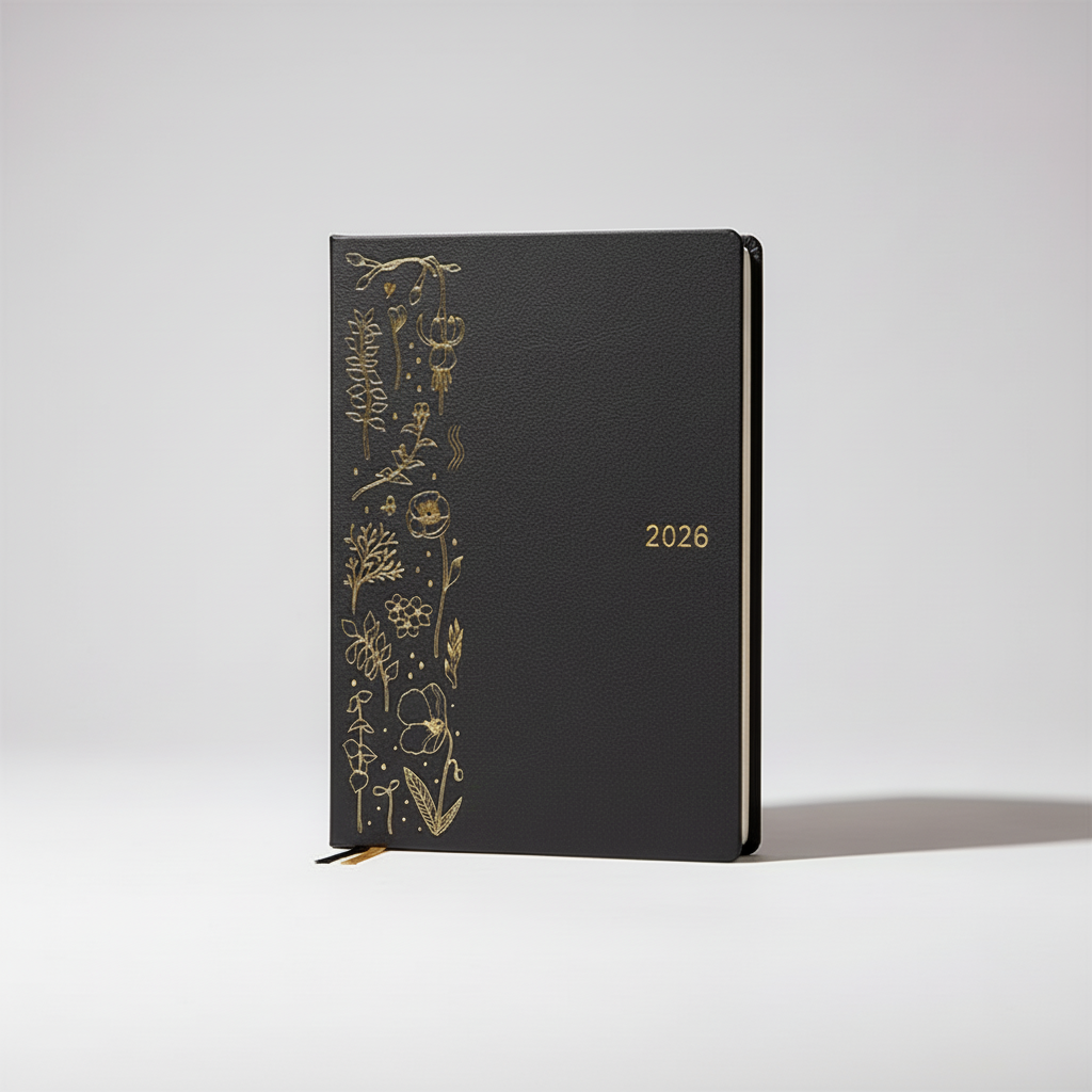 Full year planner notebook with daily weekly and yearly layouts A5 A6