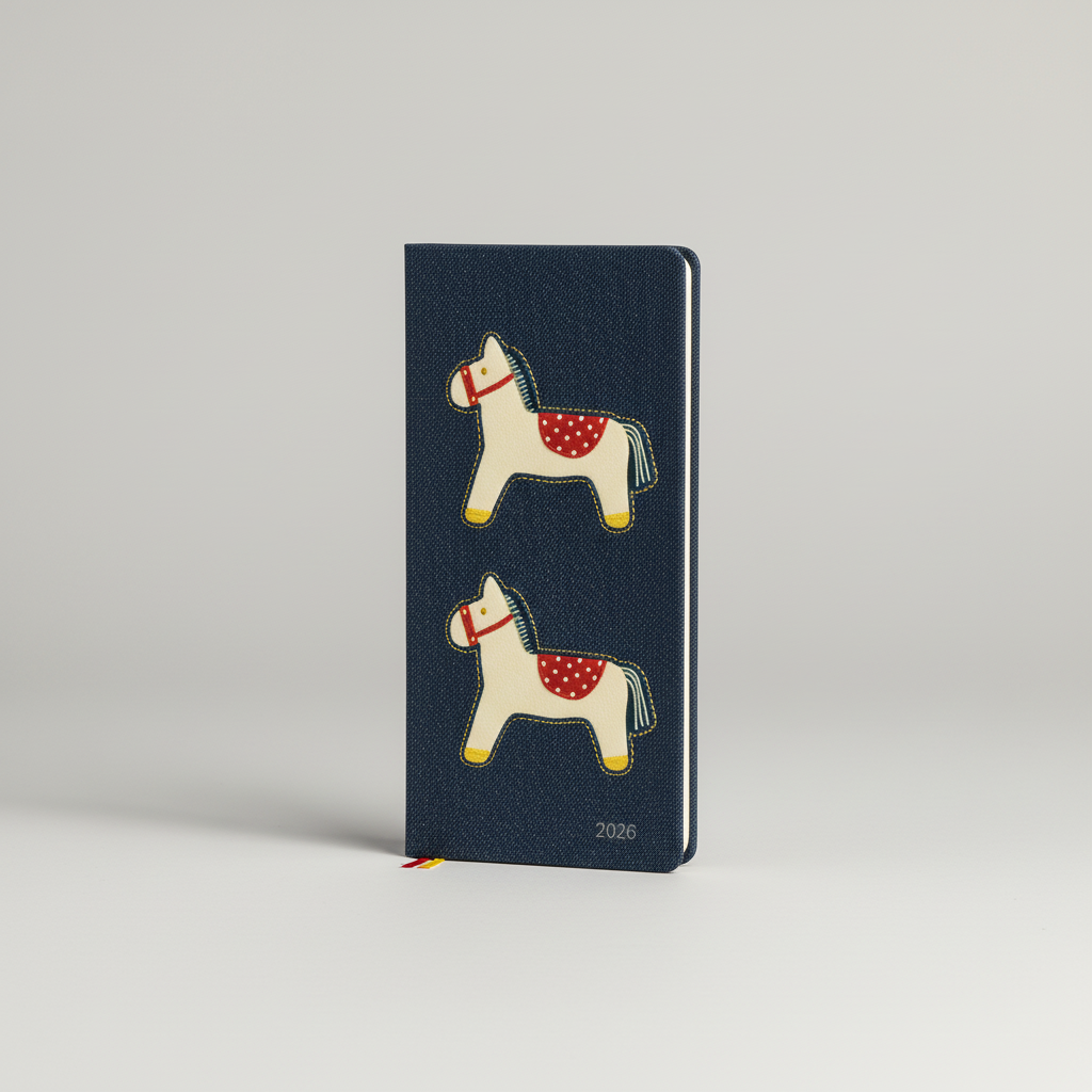 Slim weekly pocket planner with ribbon markers and note sections