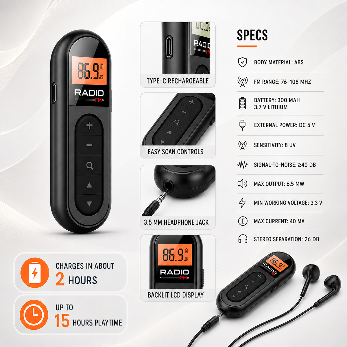 Thrives Outdoor | PocketWave Rechargeable Pocket FM Radio