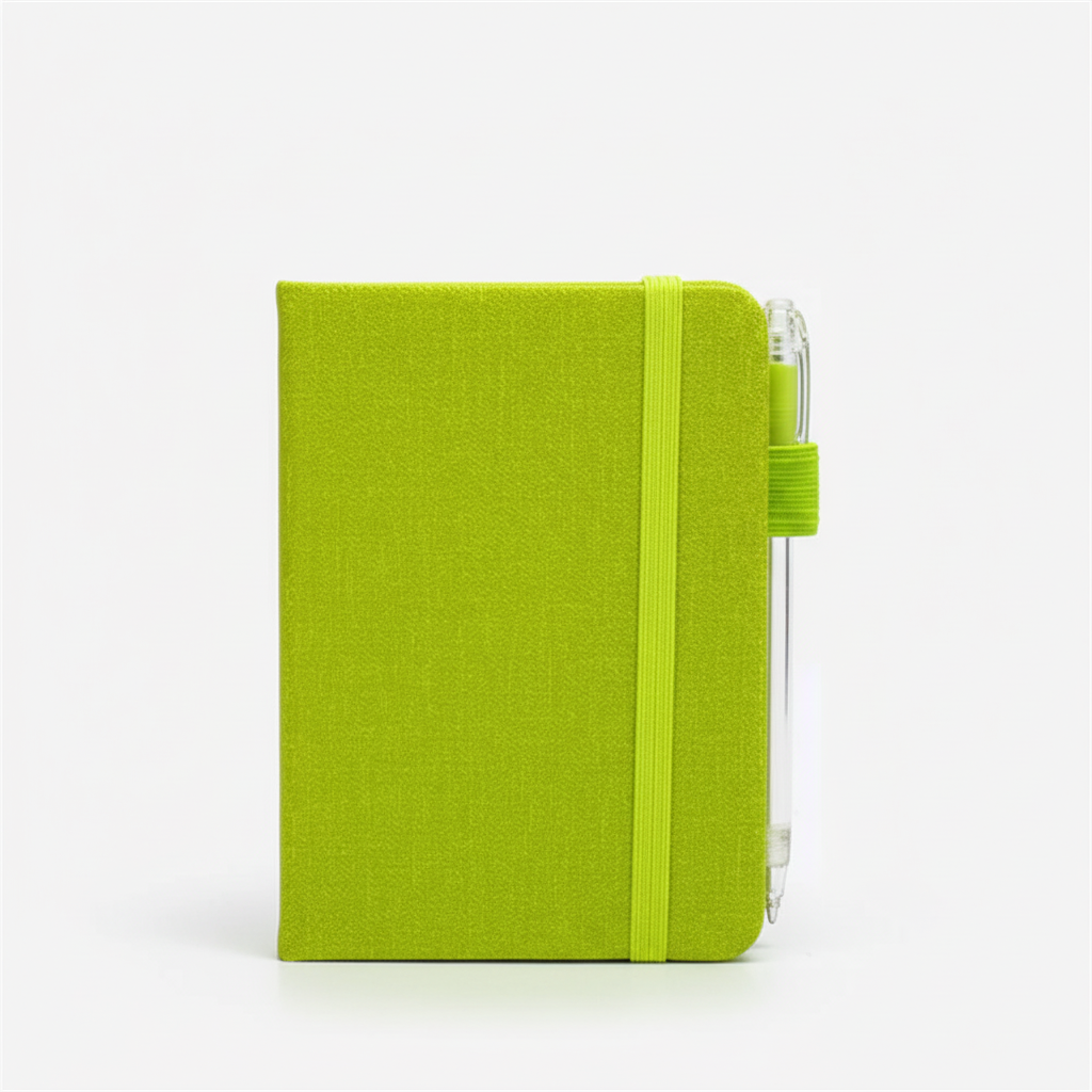 A7 portable coil notebook with blank pages and elastic closure
