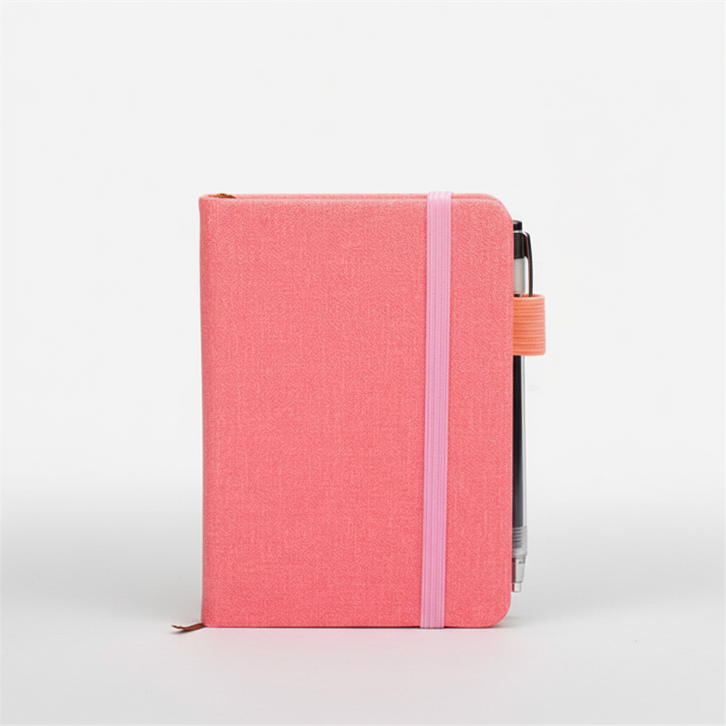A7 portable coil notebook with blank pages and elastic closure