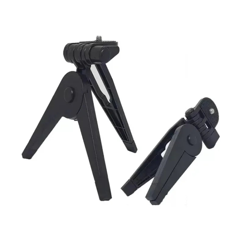 Portable mini folding tripod with universal camera mount and stable legs