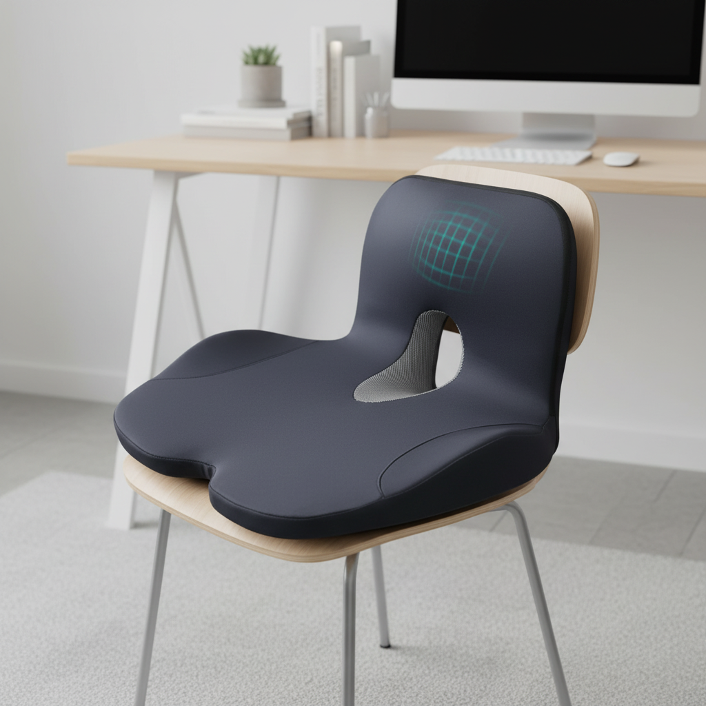 L shaped ergonomic seat cushion with memory foam and anti-slip base