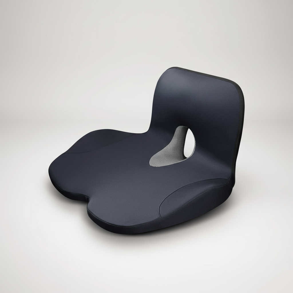 L shaped ergonomic seat cushion with memory foam and anti-slip base