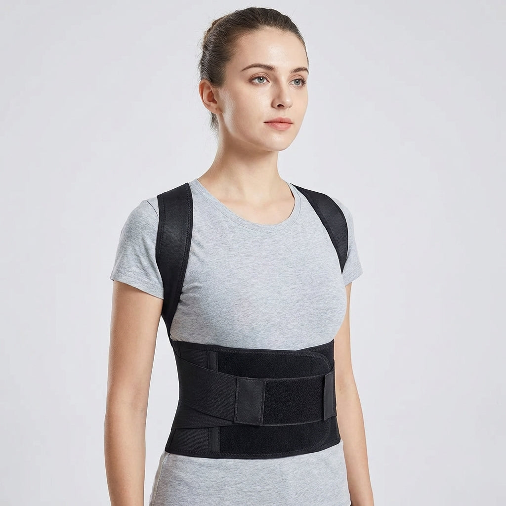 Adjustable posture support brace for back alignment