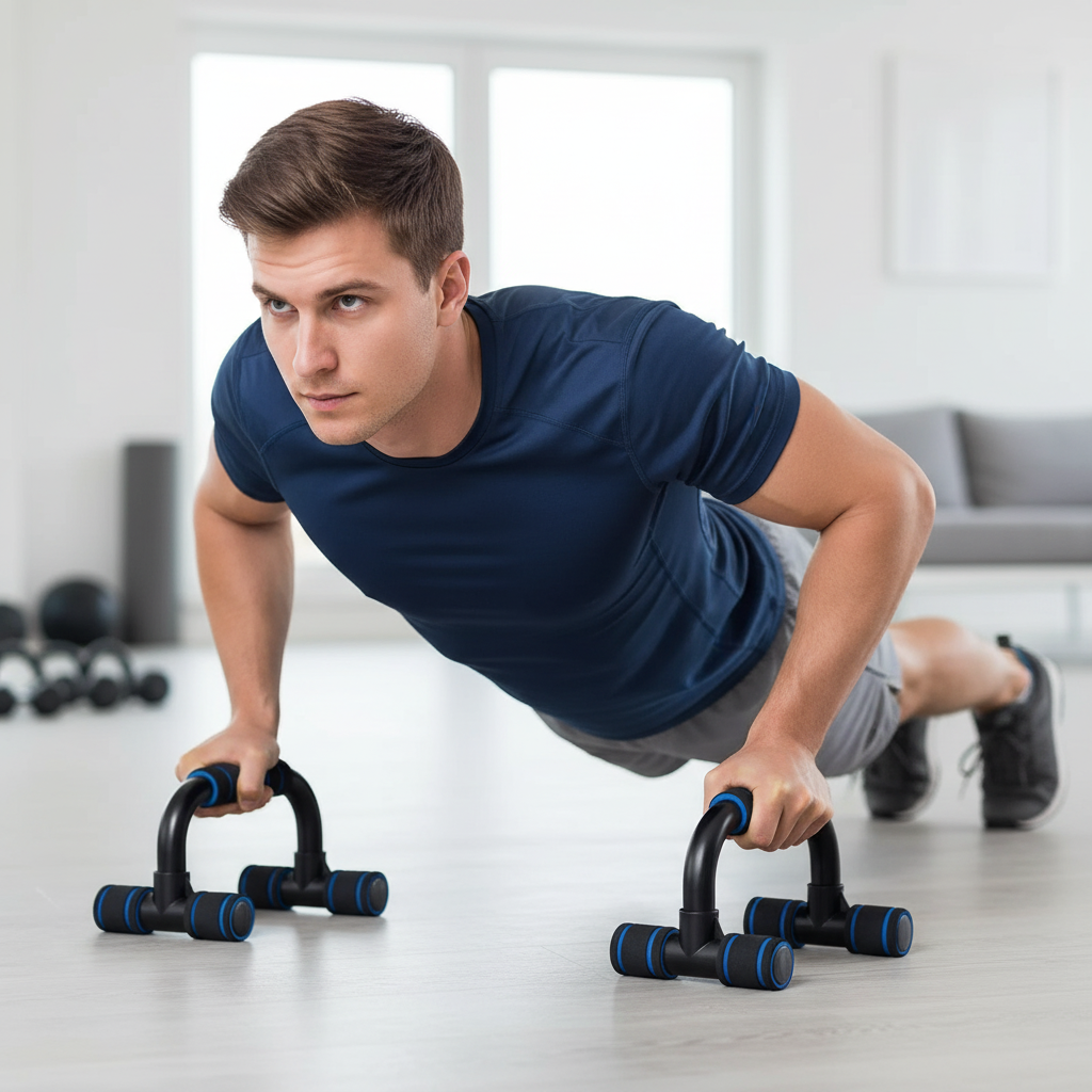 U shaped push up bars with foam grip for wrist support and home training