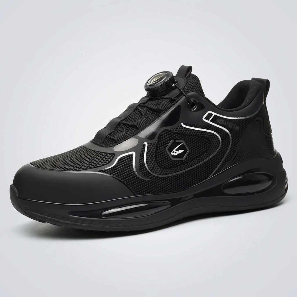 Safety work shoes with reinforced toe cap and non-slip sole