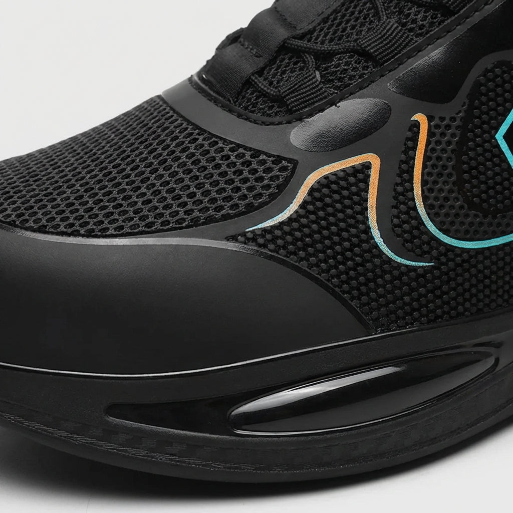 Safety work shoes with reinforced toe cap and non-slip sole