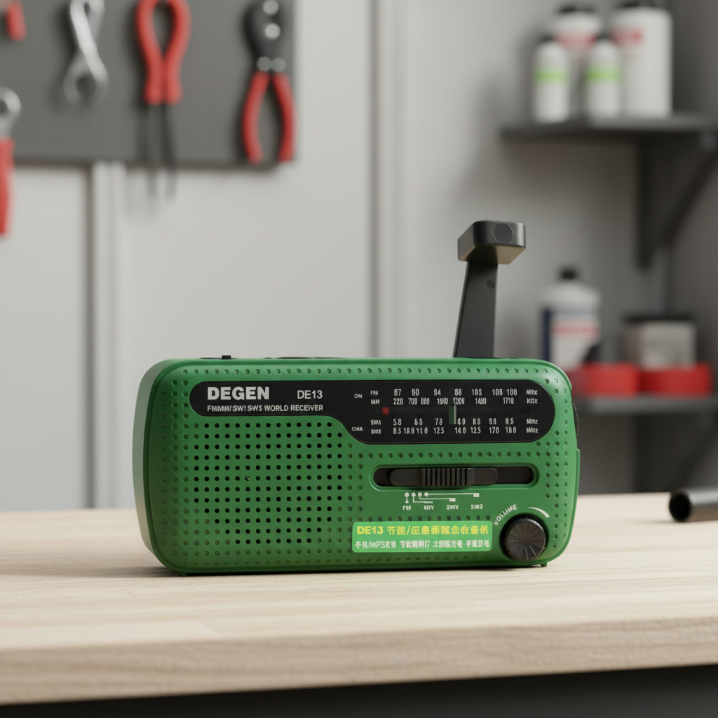 Hand crank emergency radio with built-in torch and USB charger