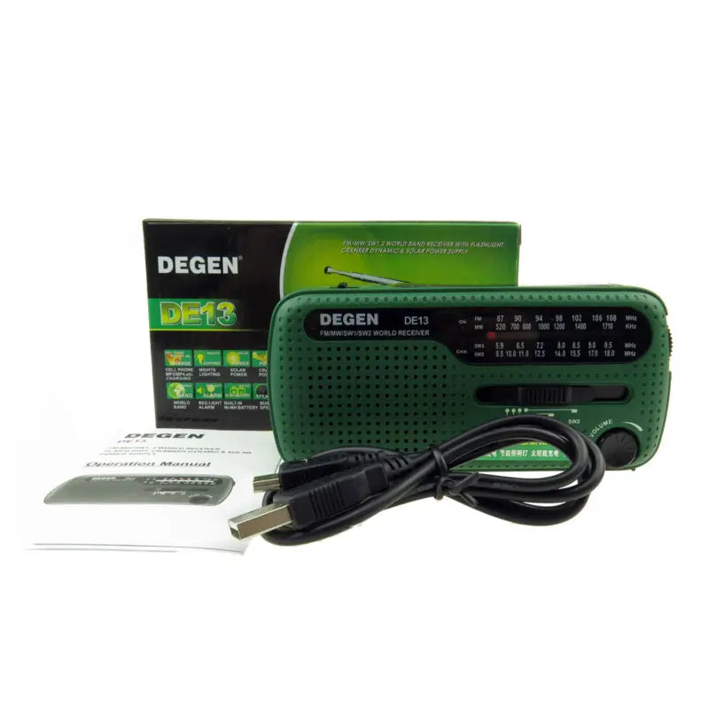 Hand crank emergency radio with built-in torch and USB charger