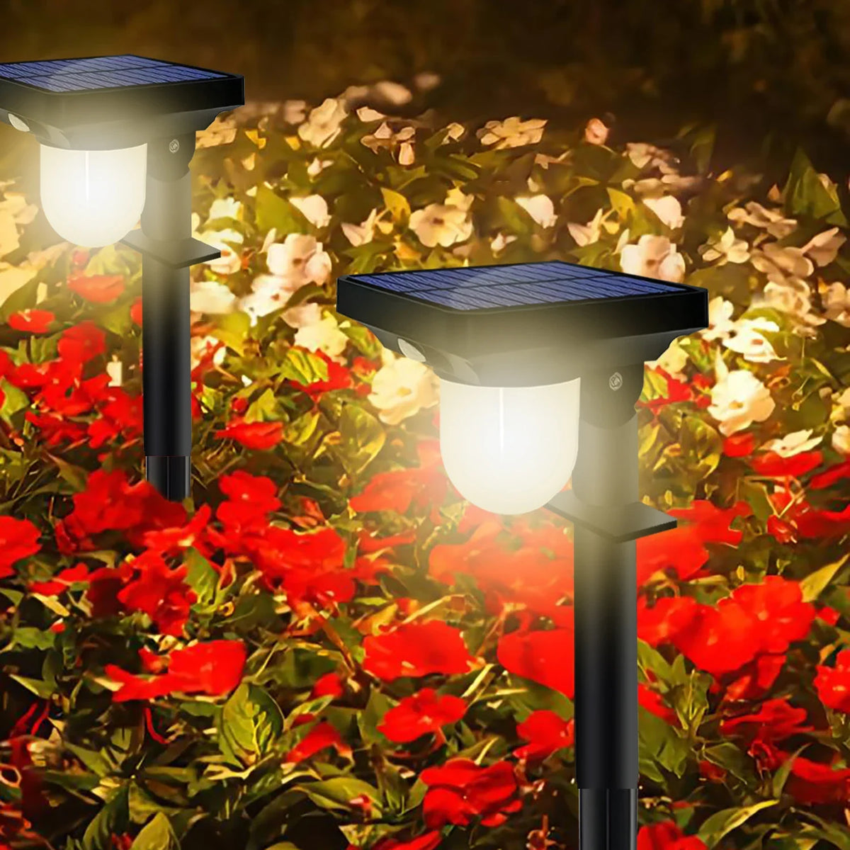 Solar outdoor wall lamp with motion sensor and waterproof construction