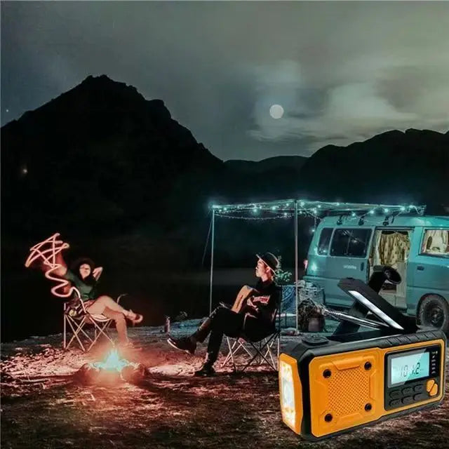 Hand crank emergency radio with AM/FM/NOAA alerts and built-in torch