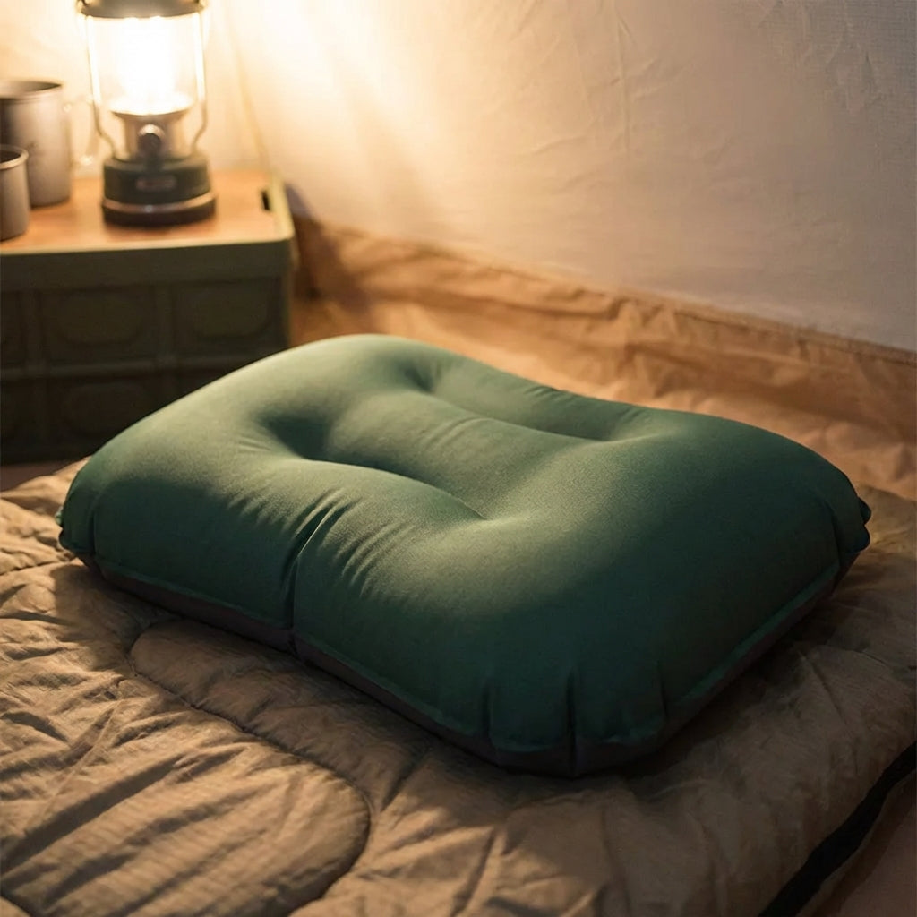 Ultralight self-inflating camping pillow with compact design