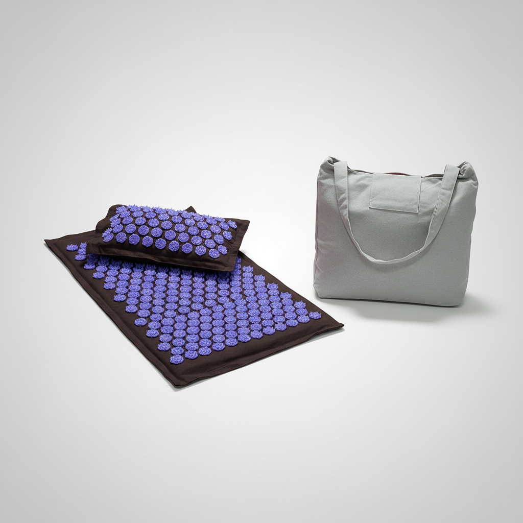 Portable acupressure mat set with lotus points for tension relief