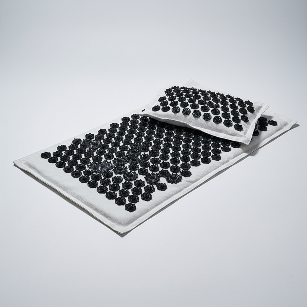 Portable acupressure mat set with lotus points for tension relief