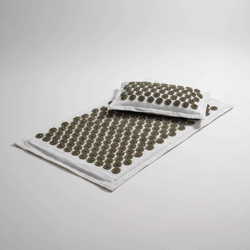 Portable acupressure mat set with lotus points for tension relief