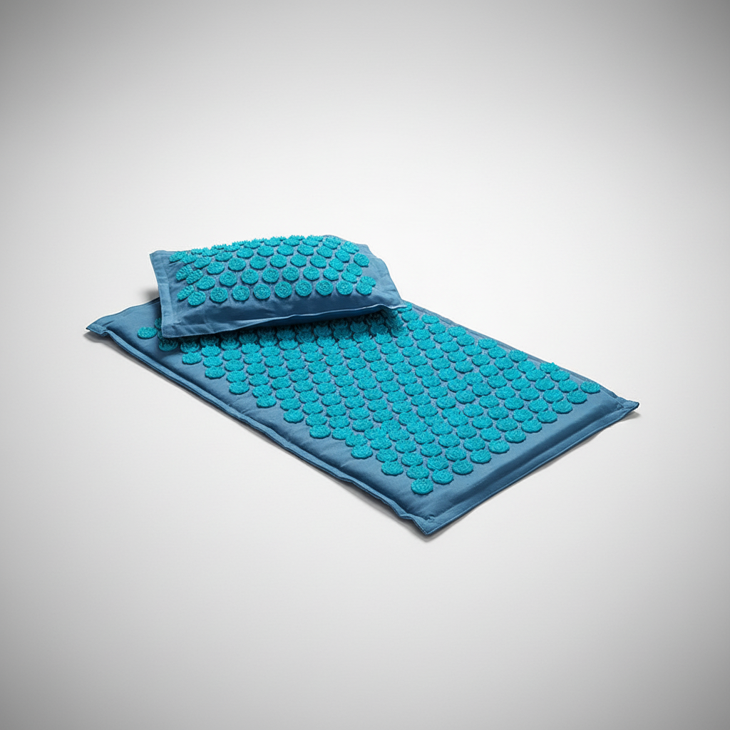 Portable acupressure mat set with lotus points for tension relief