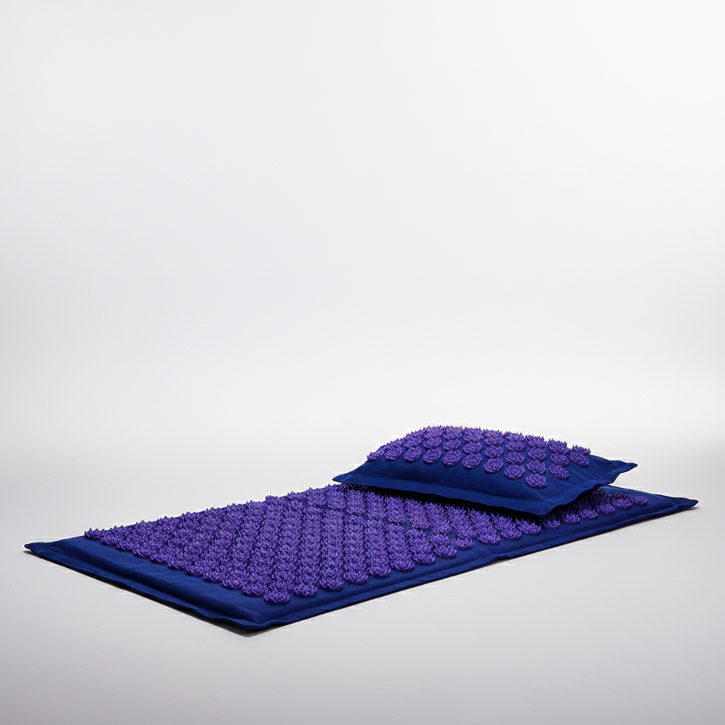 Portable acupressure mat set with lotus points for tension relief