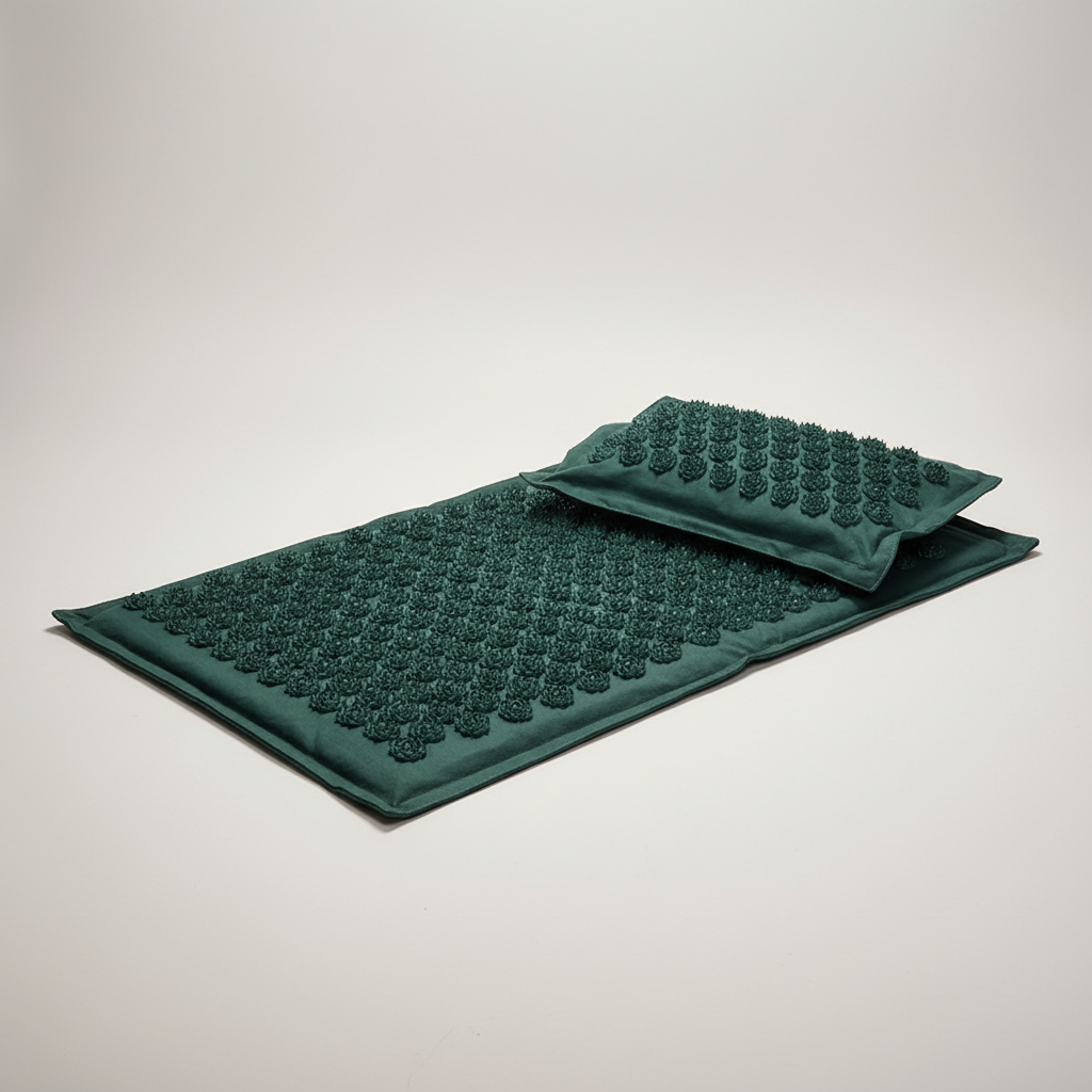 Portable acupressure mat set with lotus points for tension relief