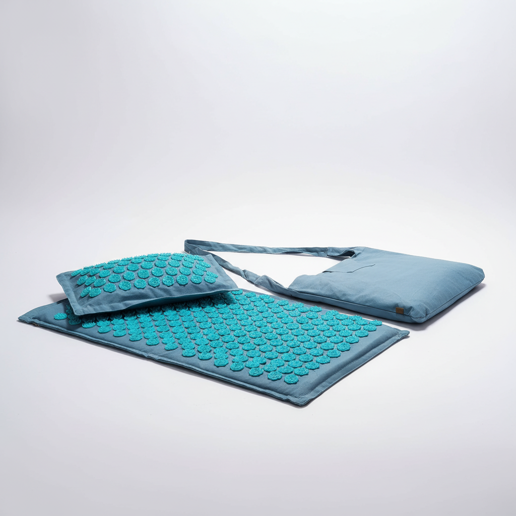 Portable acupressure mat set with lotus points for tension relief