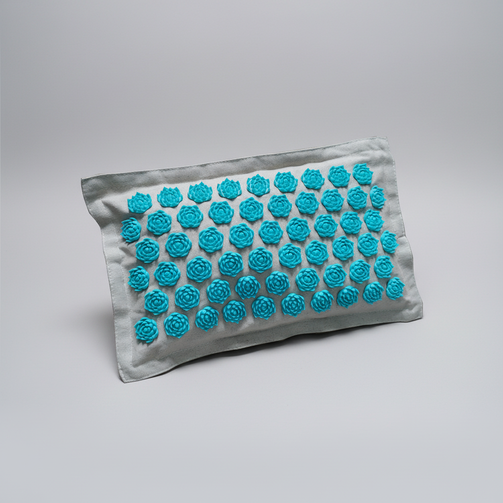 Portable acupressure mat set with lotus points for tension relief
