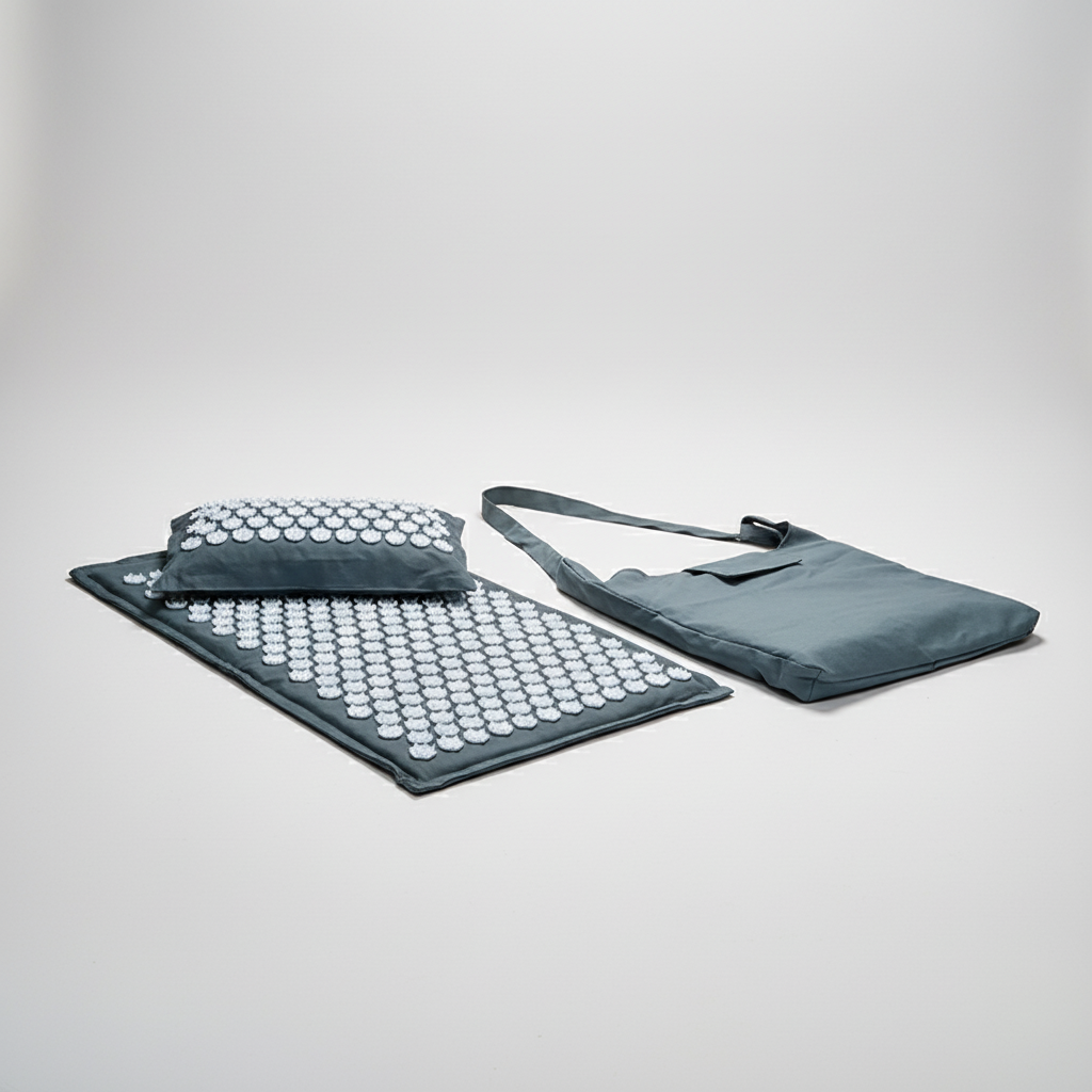 Portable acupressure mat set with lotus points for tension relief