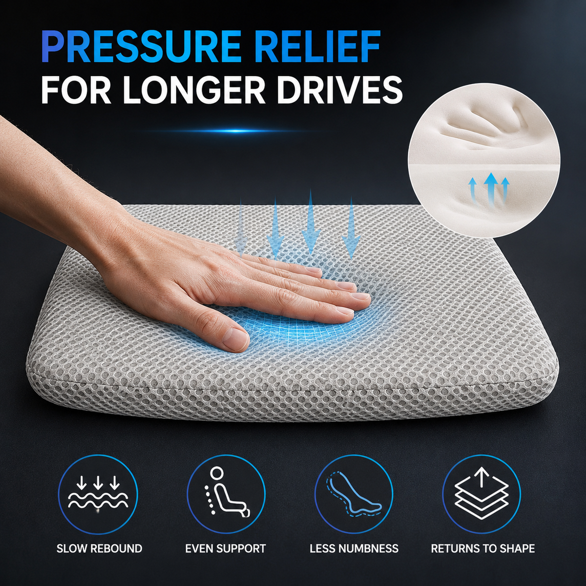 Thrives Outdoor | RideLift Breathable Honeycomb Seat Cushion